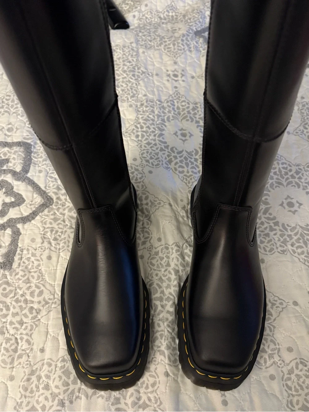 Dr. Marten Amaayah Knee High Leather Riding Boots, Size 9 US (Black)